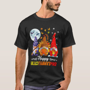 Halloween Thanksgiving Christmas Happy Hallothanks T-Shirt