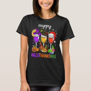 Halloween Thanksgiving Christmas Happy Hallothanks T-Shirt