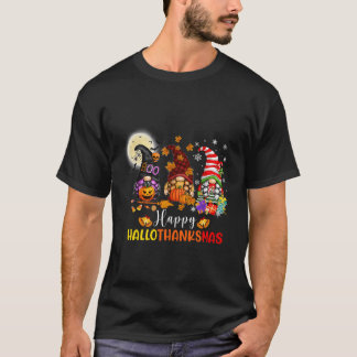 Halloween Thanksgiving Christmas Happy Hallothanks T-Shirt