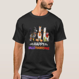 Halloween Thanksgiving Christmas Happy Hallothanks T-Shirt