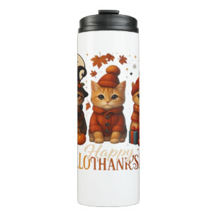Halloween Thanksgiving Christmas Happy HalloThanks Thermal Tumbler