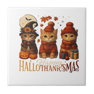 Halloween Thanksgiving Christmas Happy HalloThanks Tile