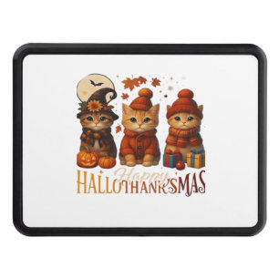 Halloween Thanksgiving Christmas Happy HalloThanks Trailer Hitch Cover