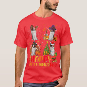 Halloween Thanksgiving Christmas Papillon Dog Hall T-Shirt