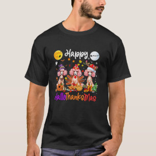 Halloween Thanksgiving Christmas Poodle Dog Hallot T-Shirt