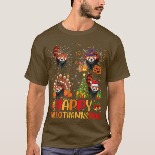 Halloween Thanksgiving Christmas Red Panda Halloth T-Shirt