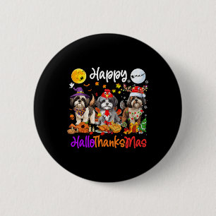 Halloween Thanksgiving Christmas Shih Tzu Dog Hall 2 Inch Round Button