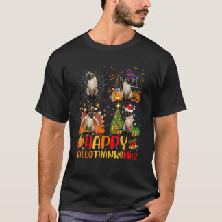 Halloween Thanksgiving Christmas Siamese Cat Hallo T-Shirt
