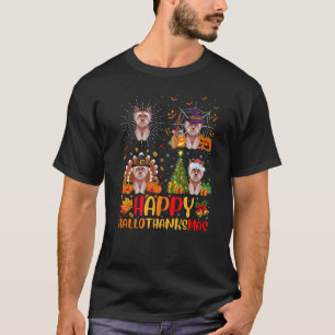 Halloween Thanksgiving Christmas Yorkie Dog Hallot T-Shirt