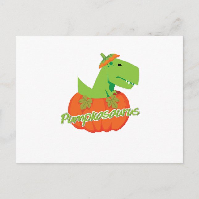 Halloween Thanksgiving Pumpkasaurus Dinosaur Holiday Postcard (Front)