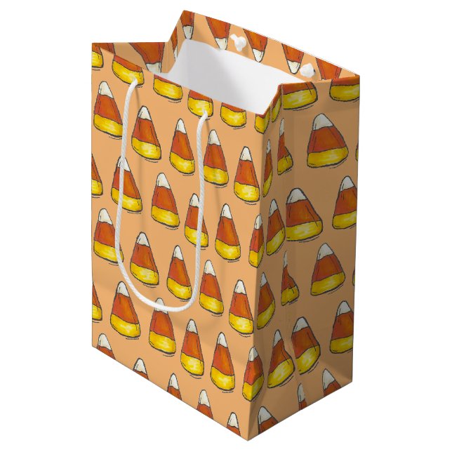 Halloween Thanksgiving Trick-or-Treat Candy Corn Medium Gift Bag (Front Angled)