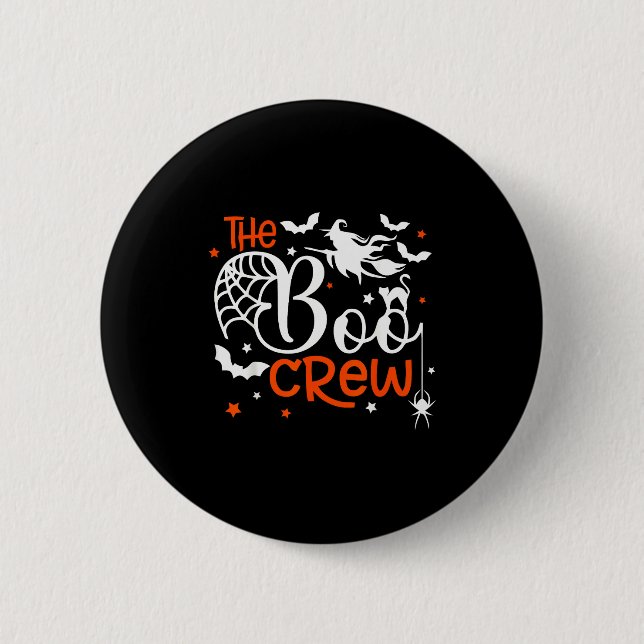 Halloween The Boo Crew - Fun Soky Witch, Cat, Bat  2 Inch Round Button (Front)