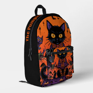 Halloween,The Pumpkin Patch Prowler ,Black Cat Printed Backpack