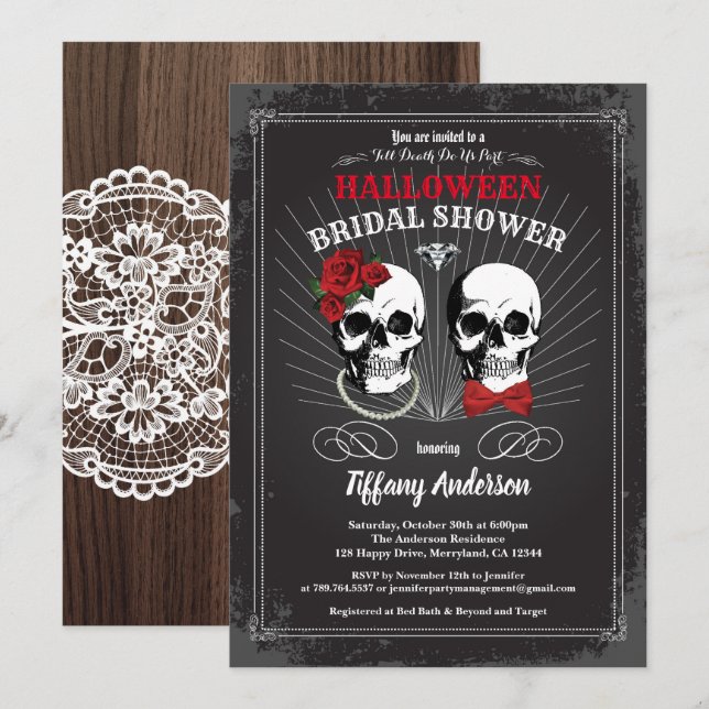 Halloween theme bridal shower invitation (Front/Back)