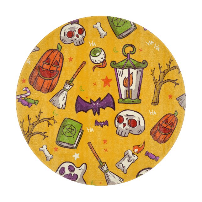 Halloween Theme: Flat Design Pattern. Cutting Board (Front)