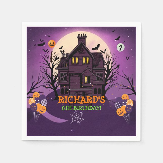Halloween Theme Kids Birthday Party Napkin (Front)