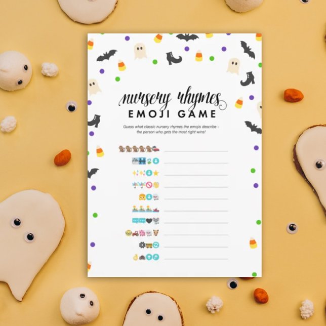 Halloween theme nursery rhyme emoji shower game program (Nursery thyme emoji baby shower game for Halloween or October baby showers)