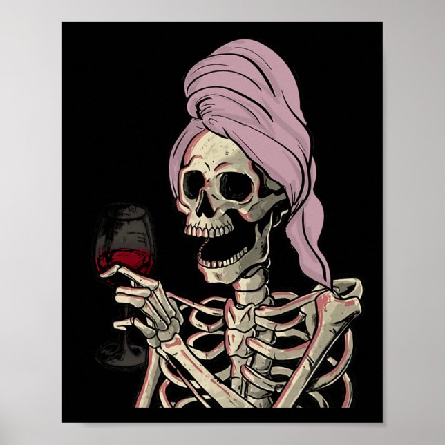 Halloween Theme Skeleton Wine  Poster (Front)