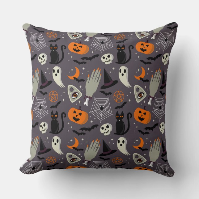 Halloween Theme Throw Pillow (Front)