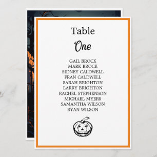 Halloween Theme Wedding Table Seating Chart