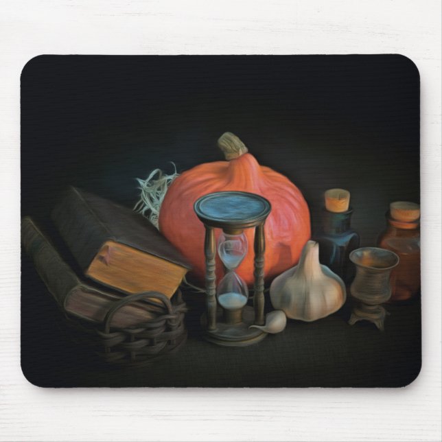 Halloween theme with vintage hourglass mouse pad (Front)