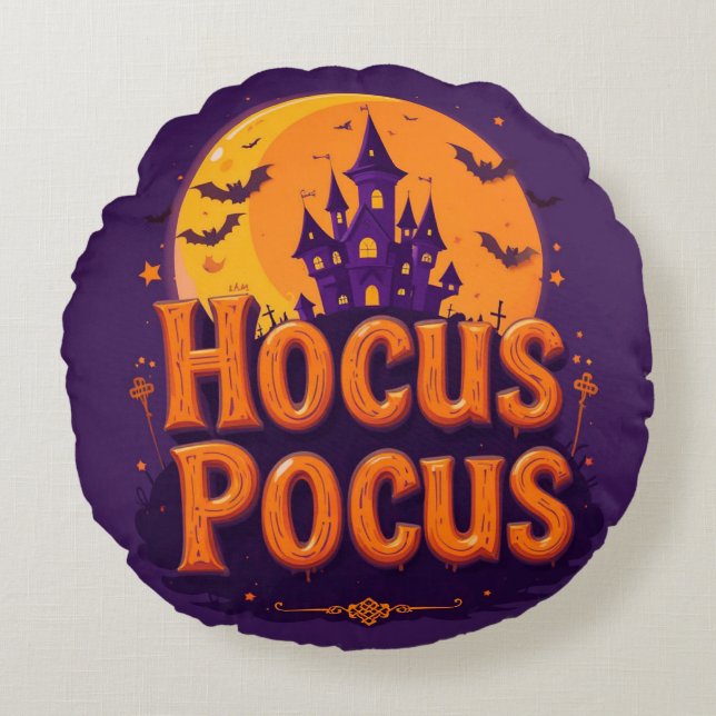 Halloween-Themed Artwork Round Pillow (Front)