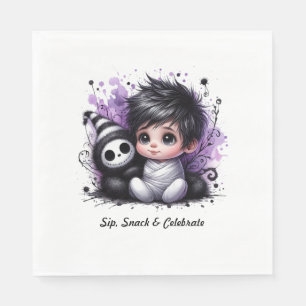 Halloween-themed Baby Shower – Purple Gothic Baby Napkin
