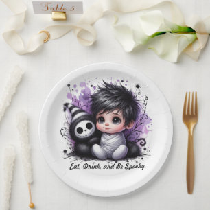 Halloween-themed Baby Shower – Purple Gothic Baby Paper Plate