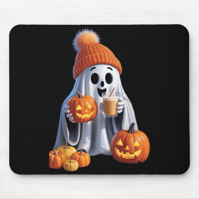 Halloween-Themed Featuring A Charming Spooky Ghost Mouse Pad (Front)