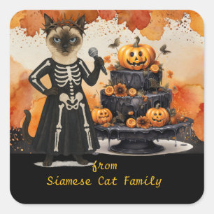 Halloween themed for Cat Lovers with candies Square Sticker
