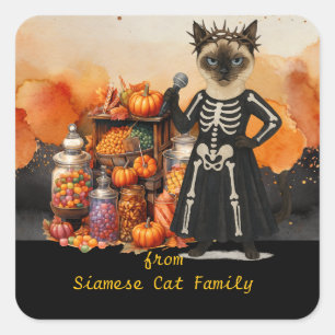 Halloween themed for Cat Lovers with candies Square Sticker