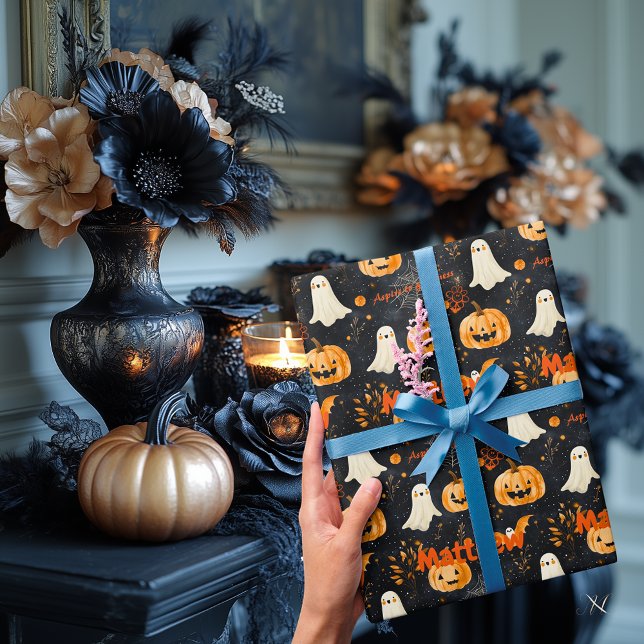 Halloween themed for kids personalized wrapping paper (Creator Uploaded)