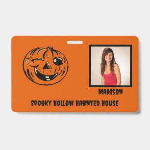 Halloween Themed Haunted House Photo  Badge