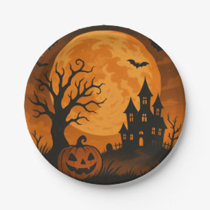 Halloween-themed paper plates