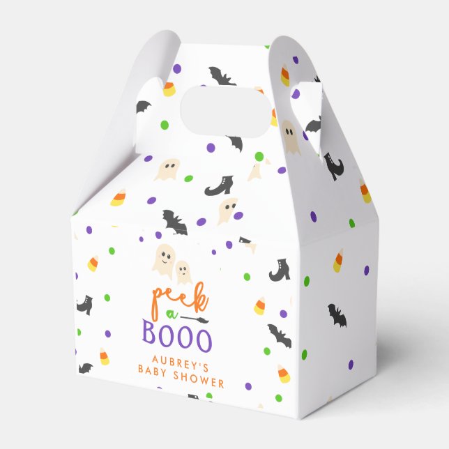 Halloween themed peek a boo baby shower favor box (Front Side)