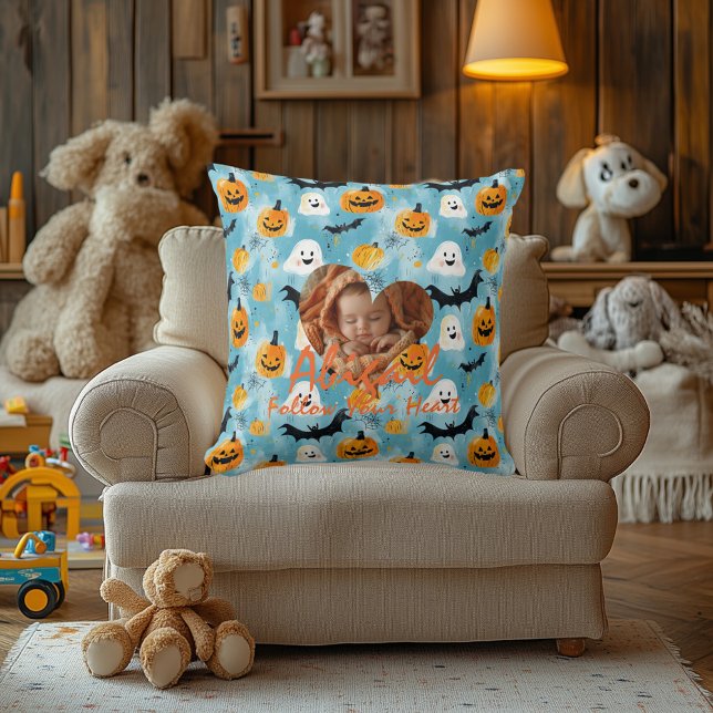 Halloween-Themed Personalized Pillow with Heart (Creator Uploaded)