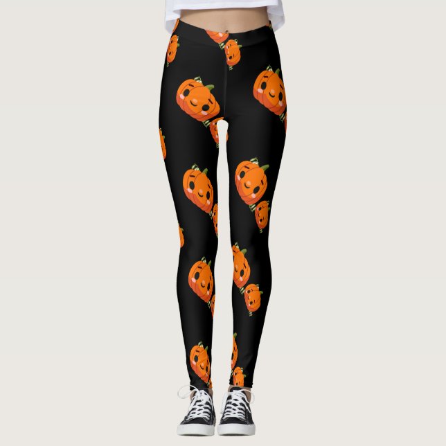 Halloween themed pumpkin pattern  leggings (Front)