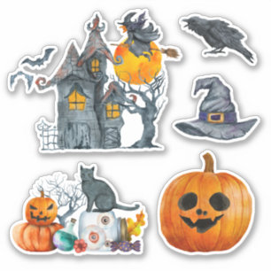 Halloween themed watercolour hand drawn