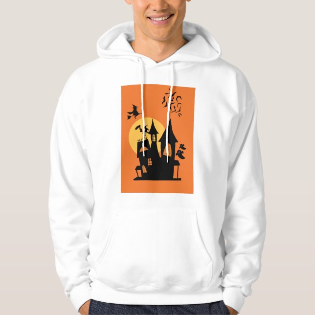 Halloween themed white Basic men's hoodie. Hoodie (Front)