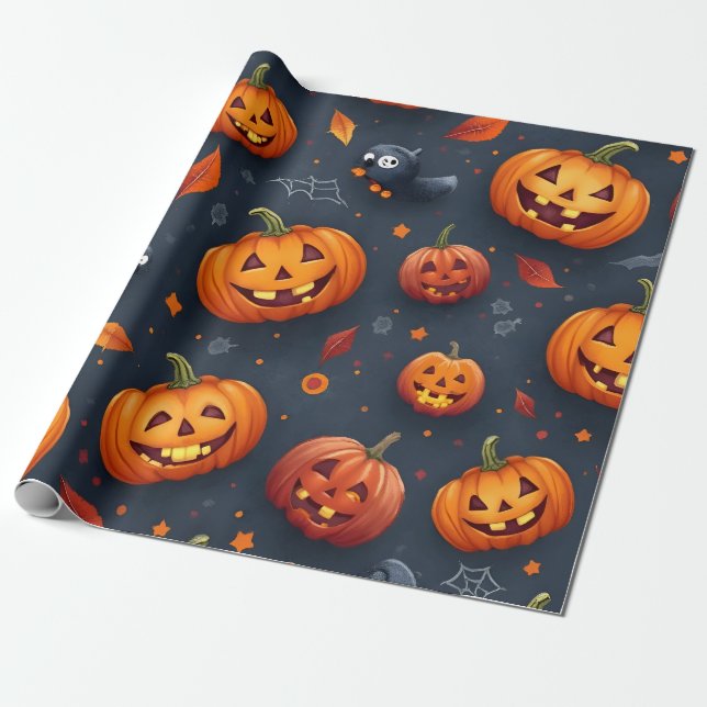 Halloween-themed Wrapping Paper (Unrolled)