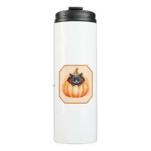 Halloween Thermos "Kitty in the Pumpkin" Thermal Tumbler