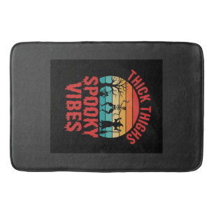 Halloween Thick Thighs Spooky Vibes Skeleton Desig Bath Mat
