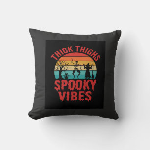 Halloween Thick Thighs Spooky Vibes Skeleton Desig Throw Pillow