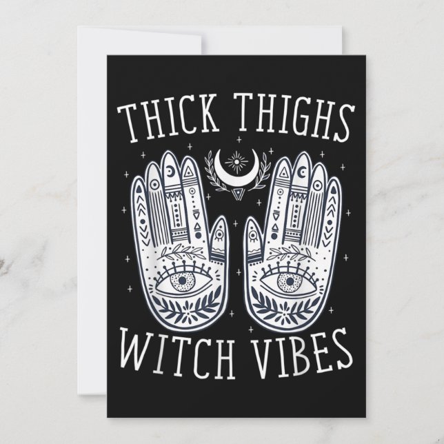 Halloween Thick Thighs Witch Vibes Invitation (Front)