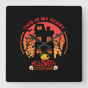 Halloween This Is My Scary Helloween Costume Square Wall Clock