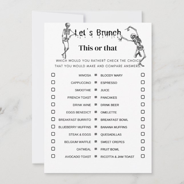Halloween This Or That Brunch Party Game Invitation (Front)