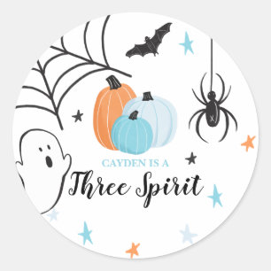 Halloween Three Spirit Birthday Blue Pumpkins Classic Round Sticker