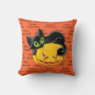 Halloween Throw Pillow-Black Cat Throw Pillow