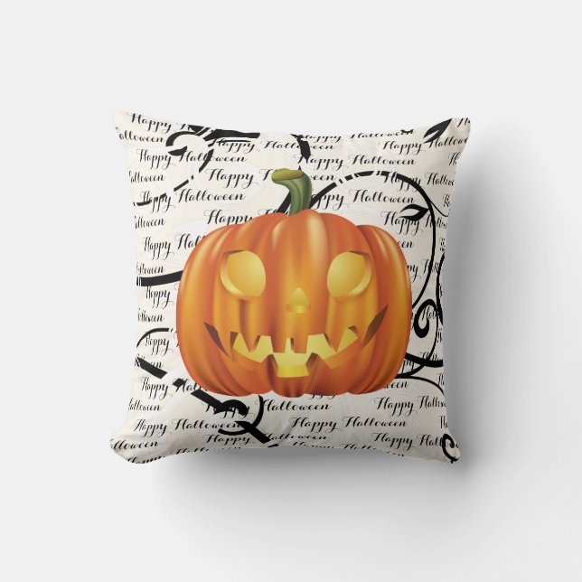 Halloween Throw Pillow-Pumpkin Throw Pillow (Front)