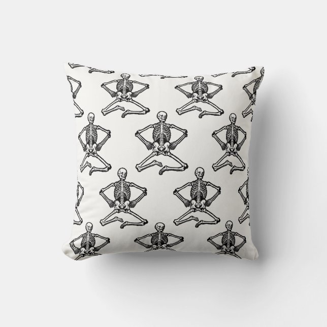 Halloween Throw Pillow-Scary Skeletons Throw Pillow (Front)